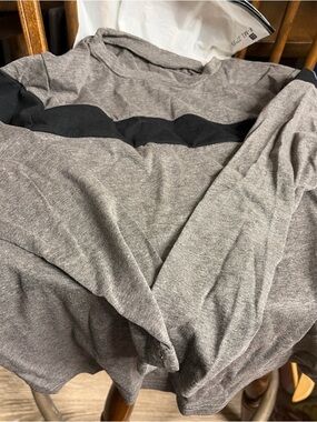 New SHEIN boys unisex long sleeve tee t shirt gray black stripe 12 y